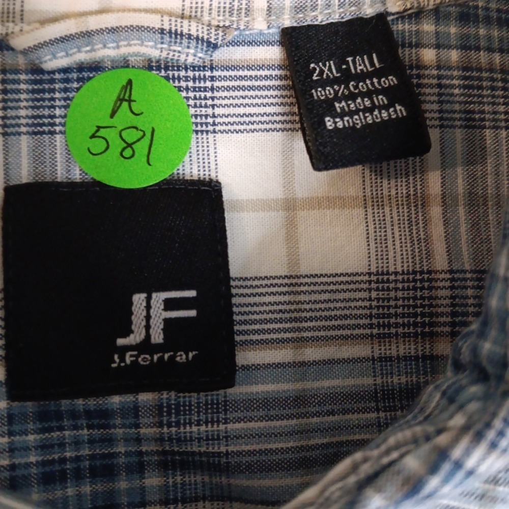 J. Ferrar‎ Shirt Men 2XL Tall Blue Short Sleeve Button Up Cotton - Picture 13 of 13